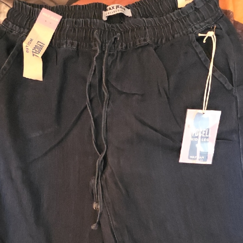 Lyocell Jeans Black Wide Leg Pants